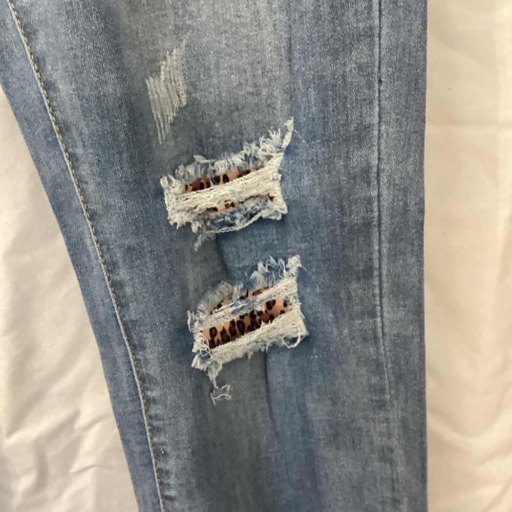 Leopard Print Patchwork Jeans (NWT) - Picture 6 of 6